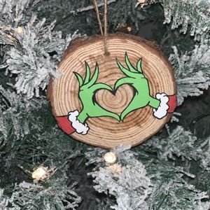 Handpainted Dr.Seuss Grinch Heart Christmas Ornament